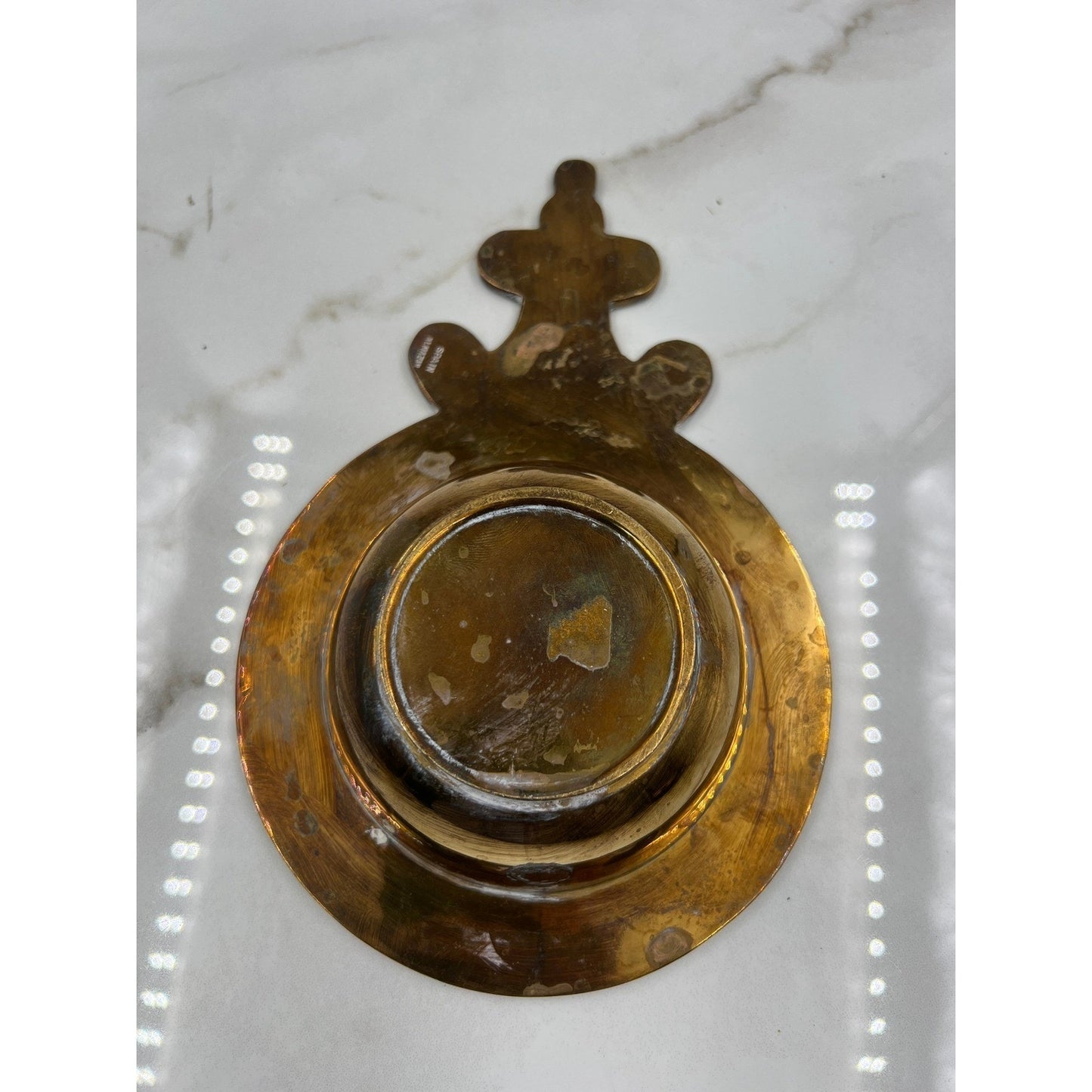 Vintage Almazan Spain Brass Bowl Ornate Handle Small Catchall Dish Ashtray