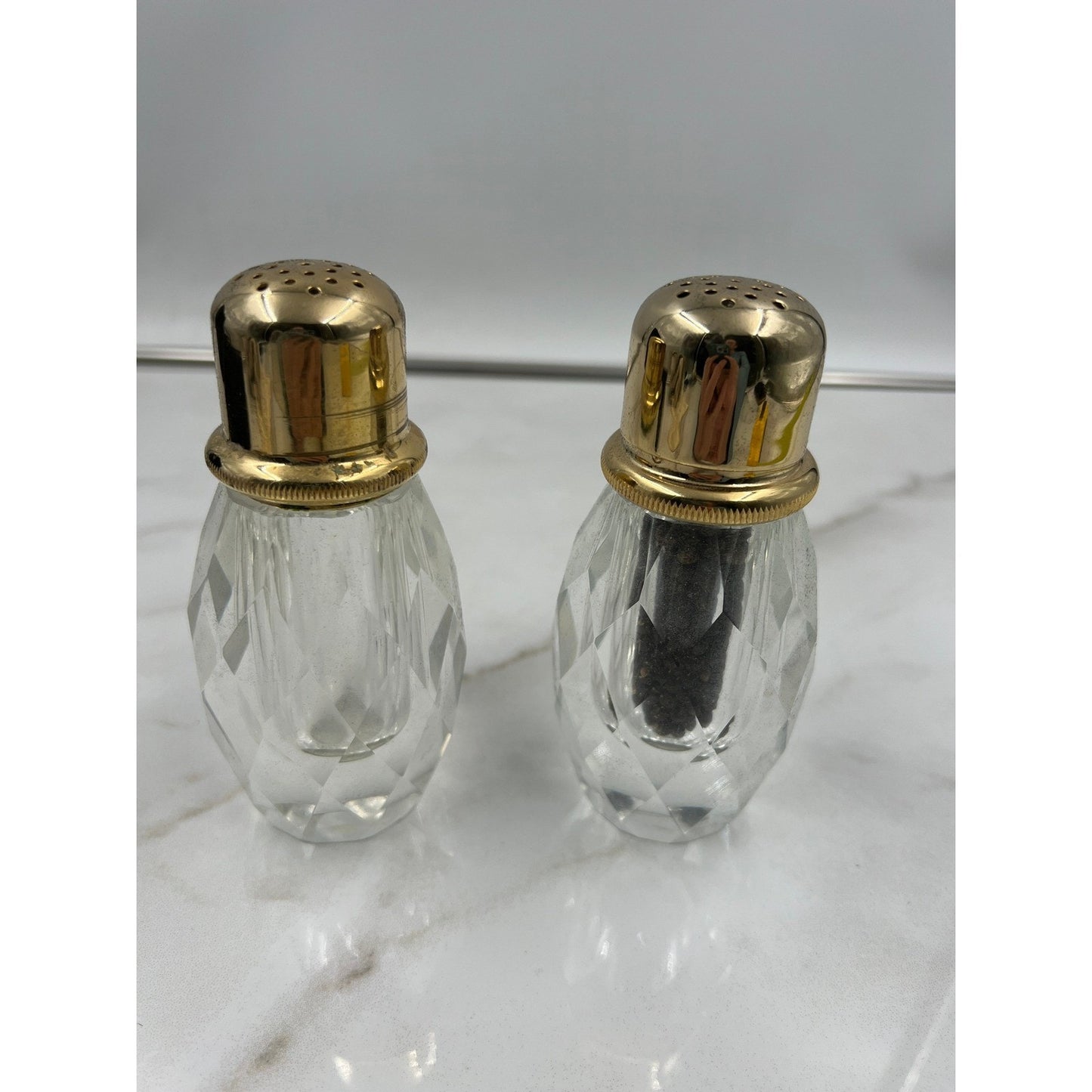 VTG Post House Hand Cut Leaded Crystal Pepper Mill and Shaker Set