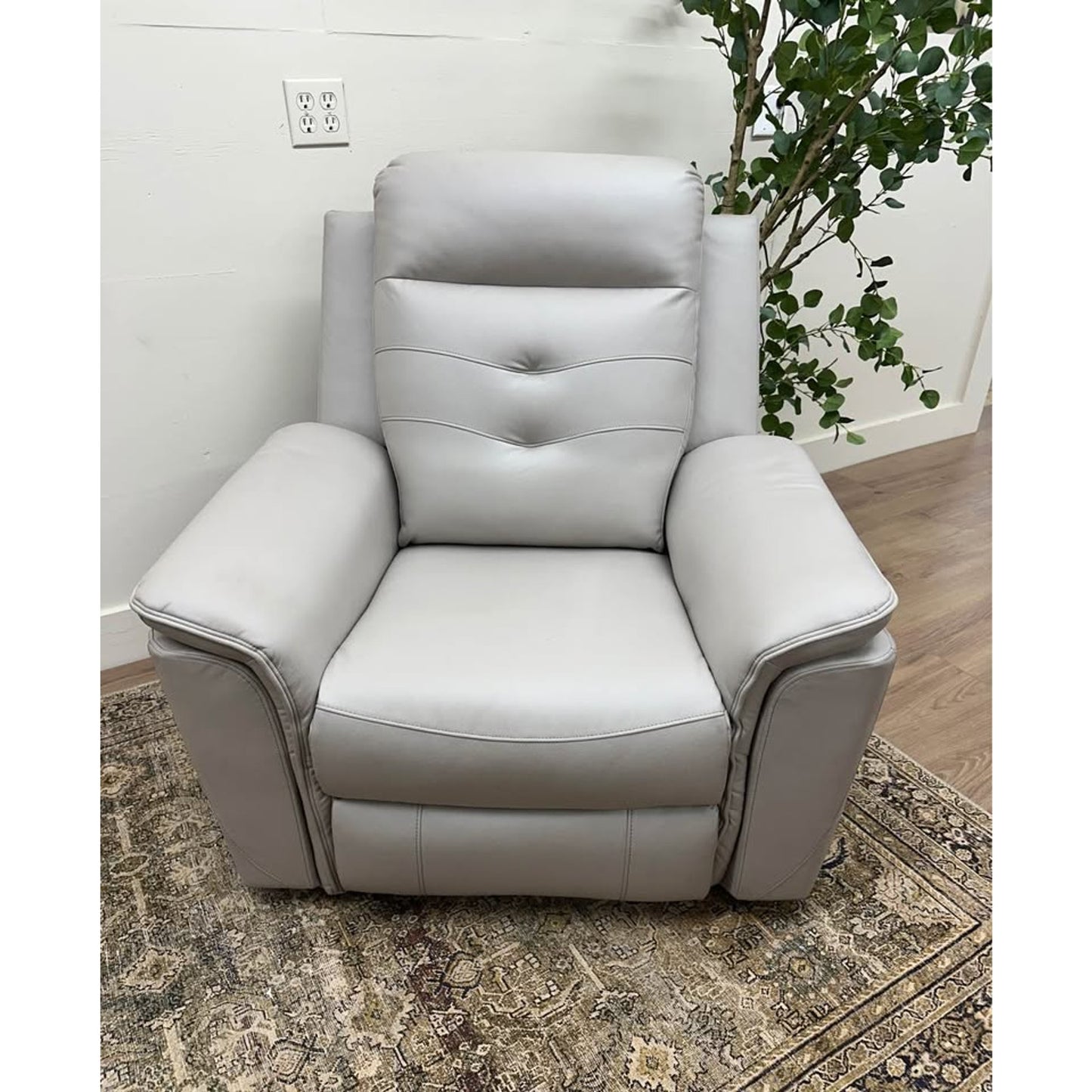 Alteo 39.4" Wide Modern Super Soft Premium Vegan Leather Power Recliner Gray Chair With USB