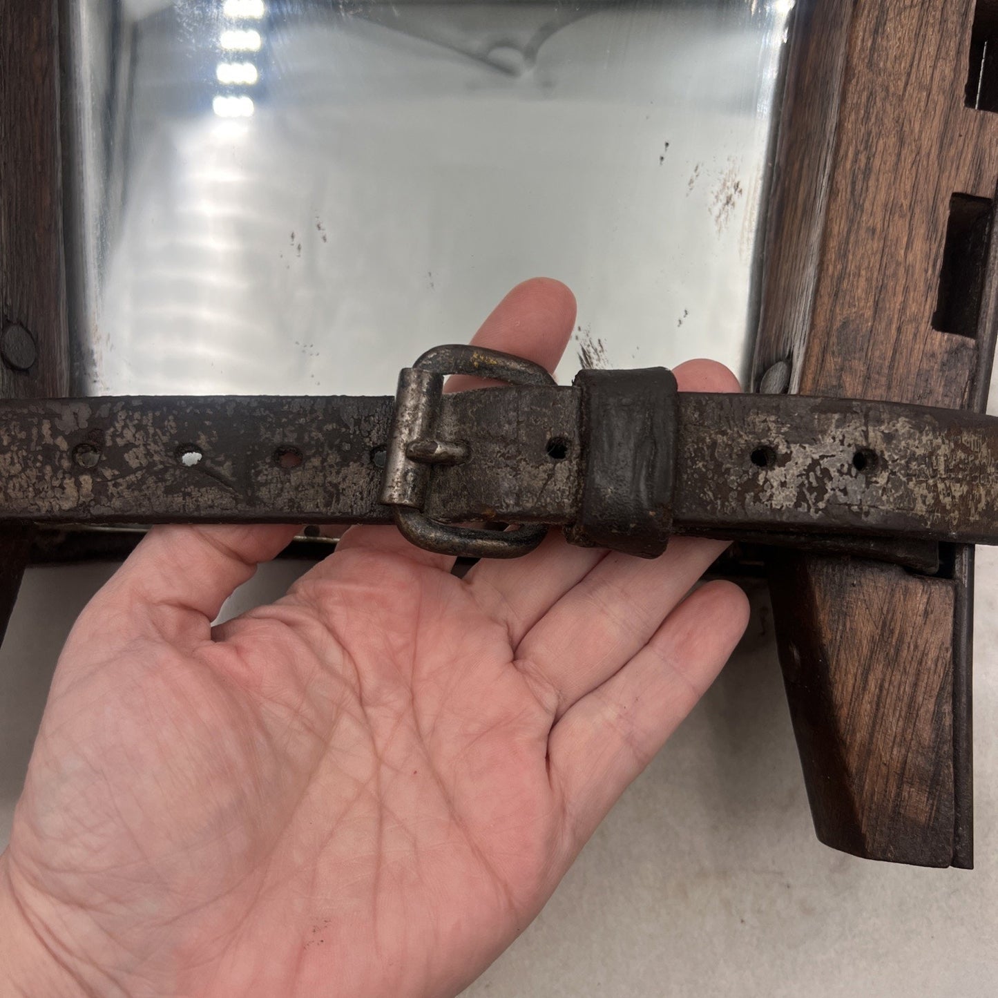 ANTIQUE EQUESTRIAN HORSE COLLAR WALL MIRROR Primitive