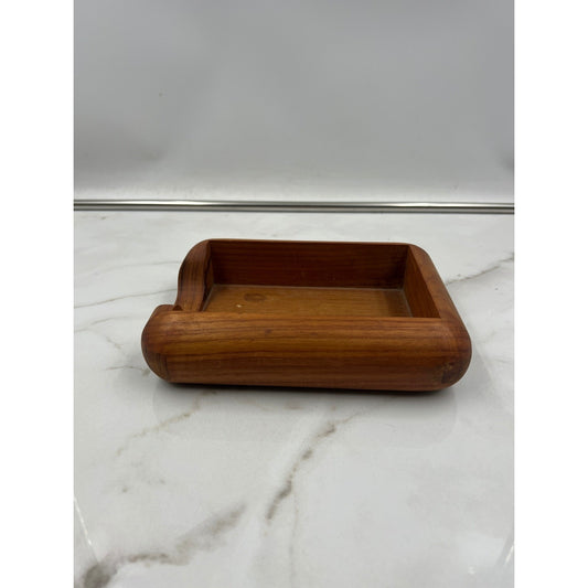 Kalmar Designs Tray Teak Wood Desk Memo Holder Vintage MCM Made in Thailand