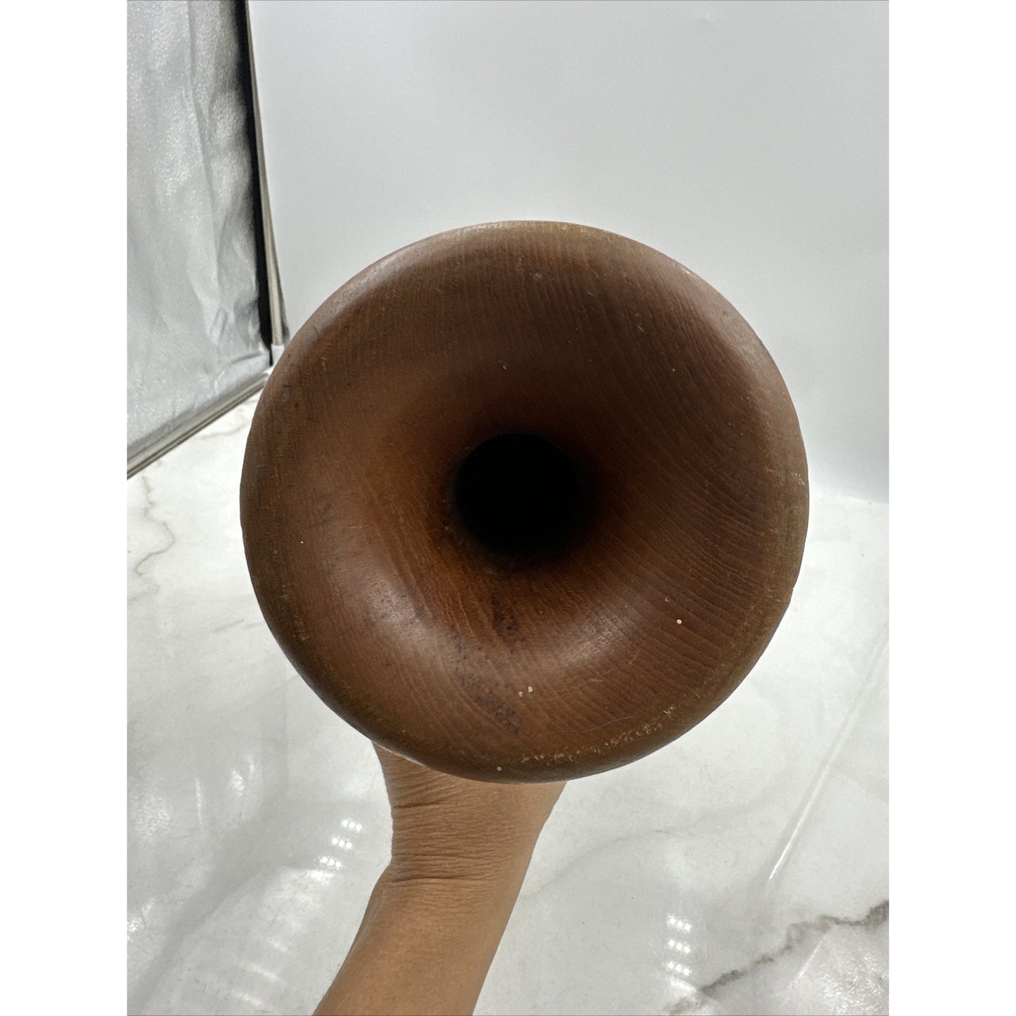 Vintage Wood Pedestal Turned Vase Candle Holder Exotic Rustic 20" Hand Carved