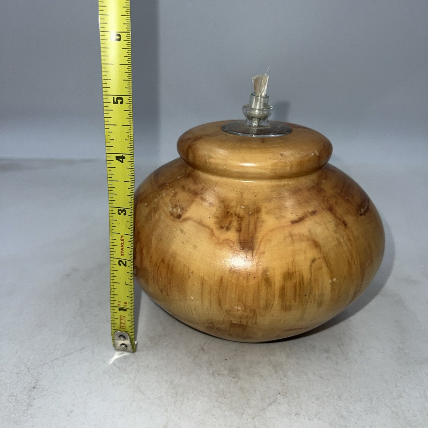 VTG Burl Wood Oil Lamp Diffuser Hand Turned Wooden Vase Signed Dan Morris
