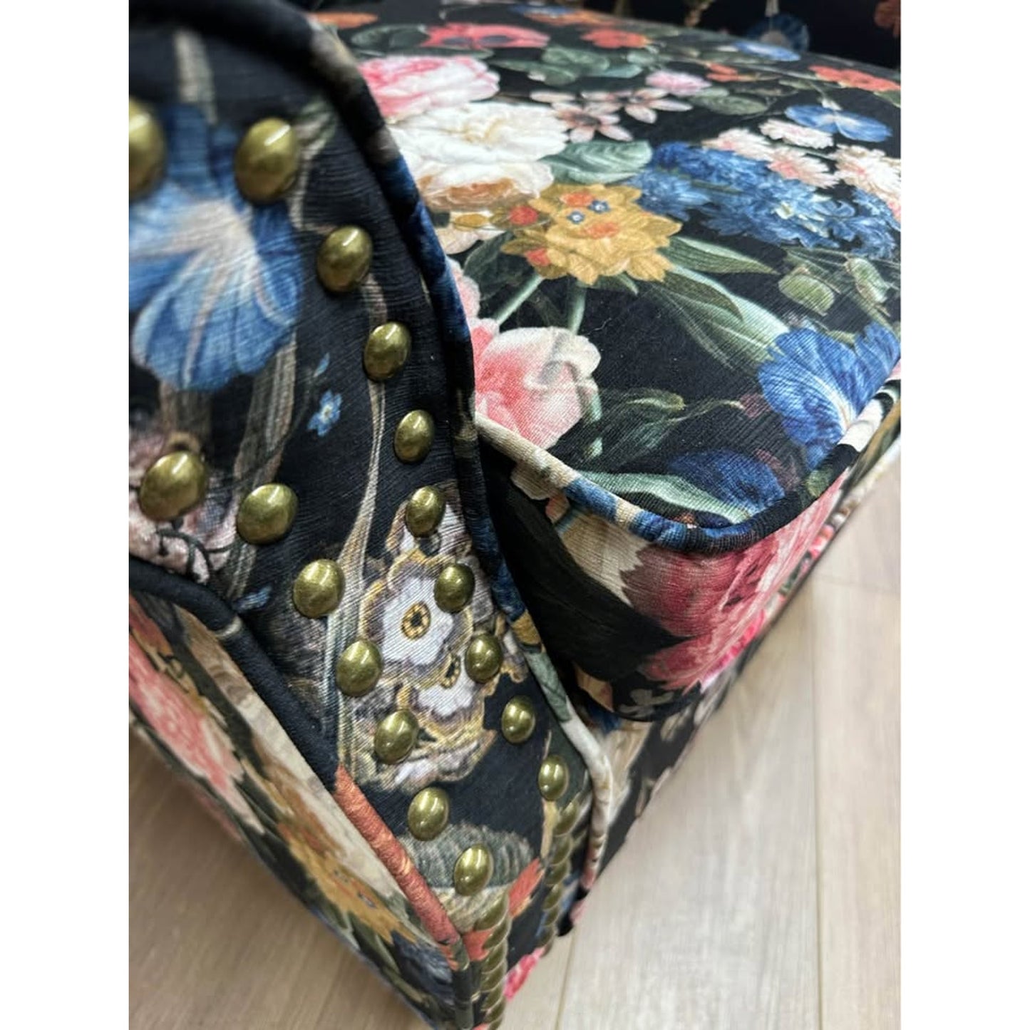 Araceli Armchair-BLACK Floral Archair Nail Head Trim NEW Karat Home