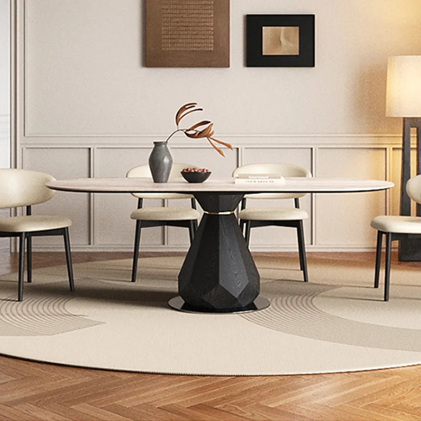 Cashion Oval Dining Table Ivory Black NEW!