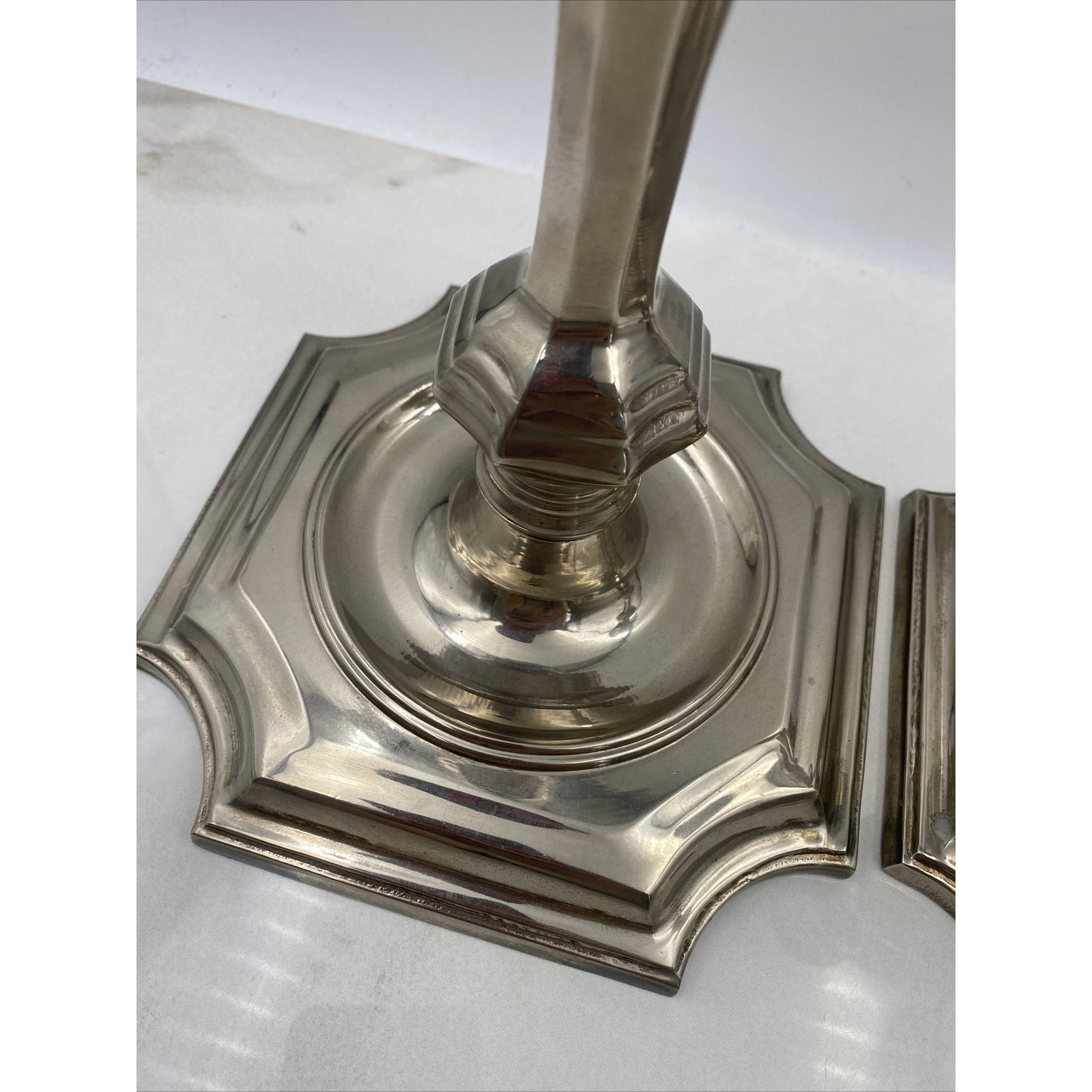 Vtg Chelsea House Candle Stick Holders Silver Plate Metal Heavy Italy 1984