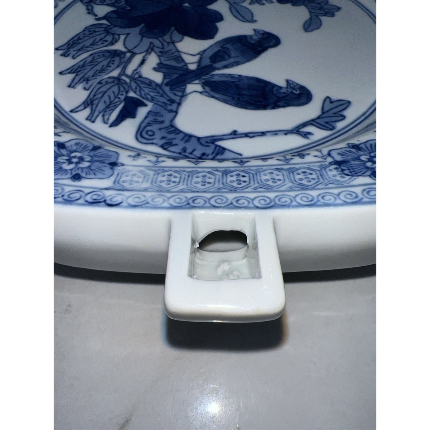 Vintage Chinese Blue & White Porcelain Warming Dish Plate Warmer Chinoissere
