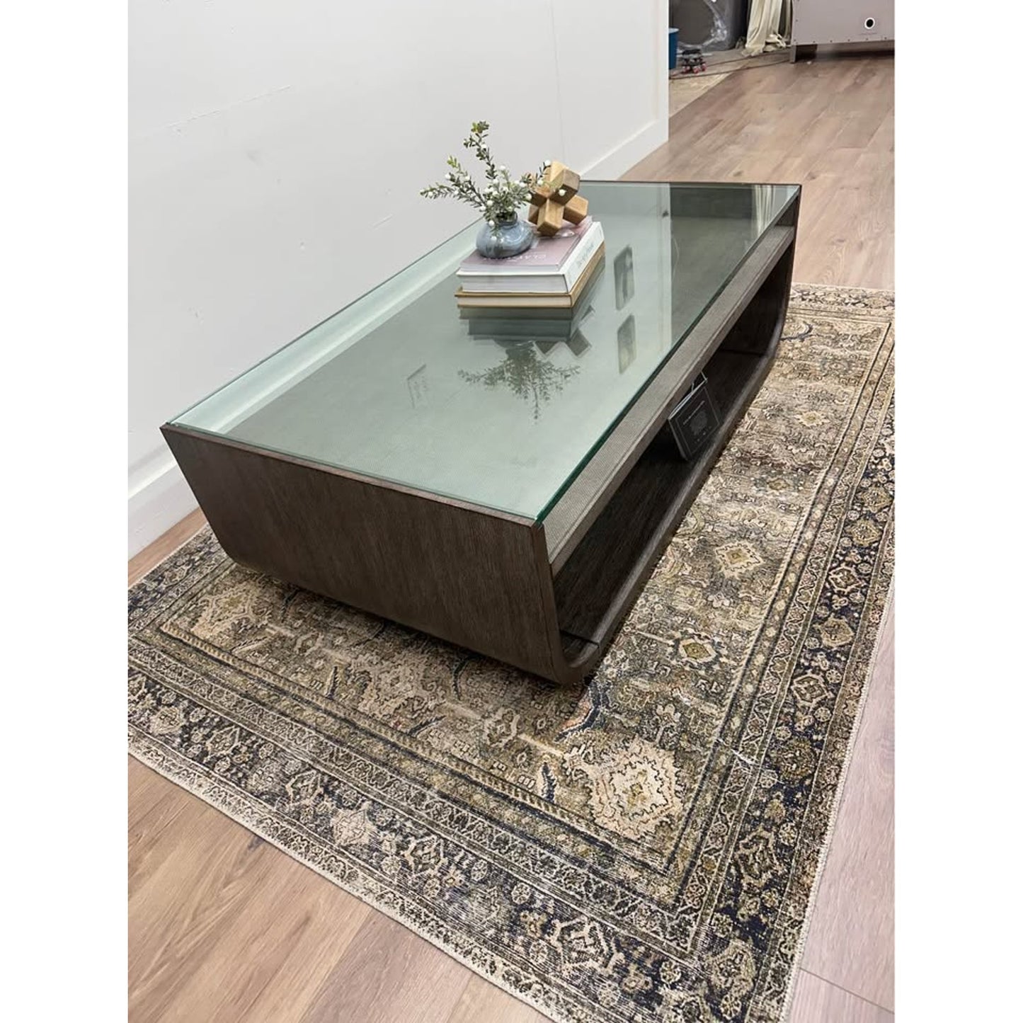 Modern Mood Rectangle Cocktail Coffee Table Hooker Furniture Smoky Brown Glass Top
