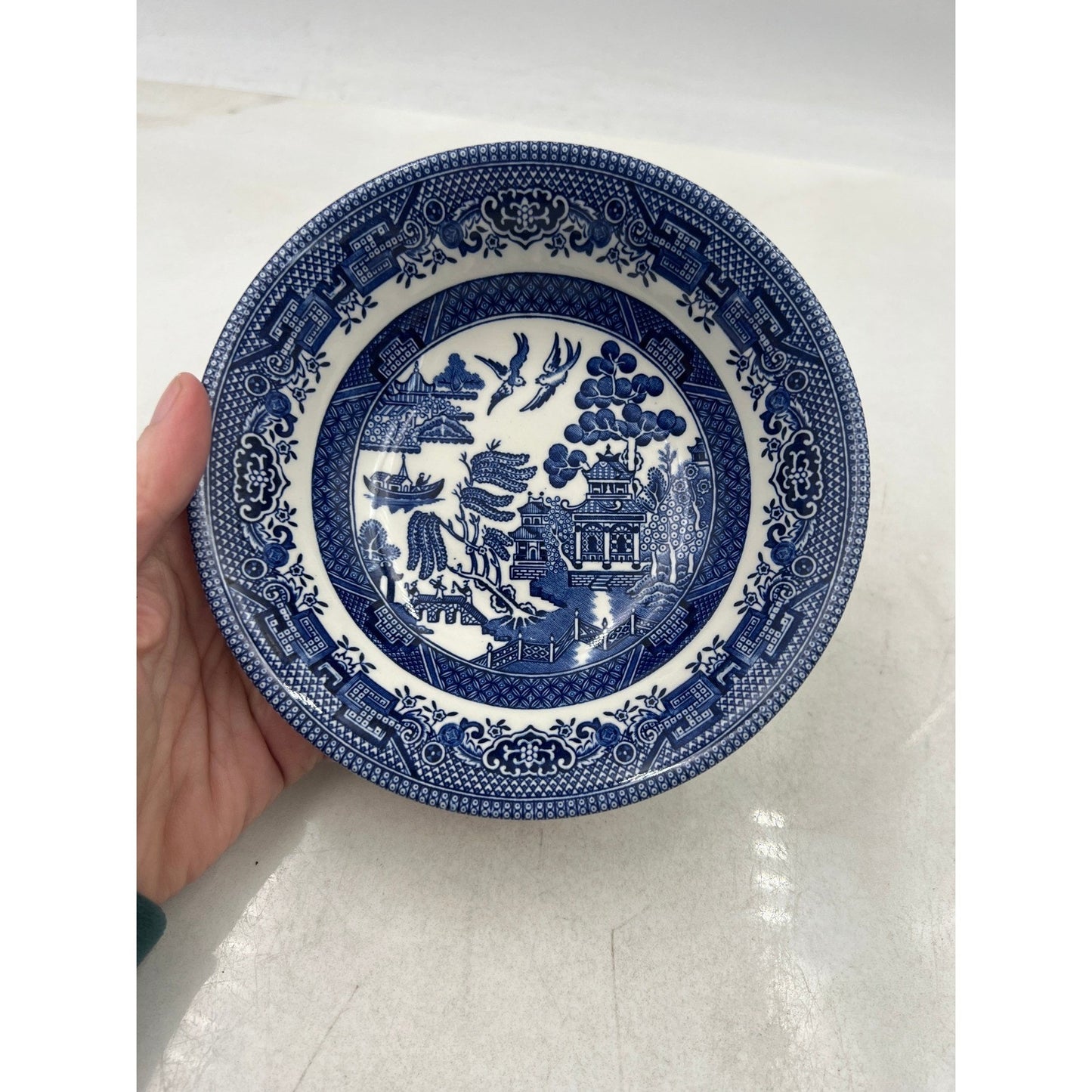VTG Churchill Blue Willow Pattern Bowls England Chinoiserie 6" Set of 2