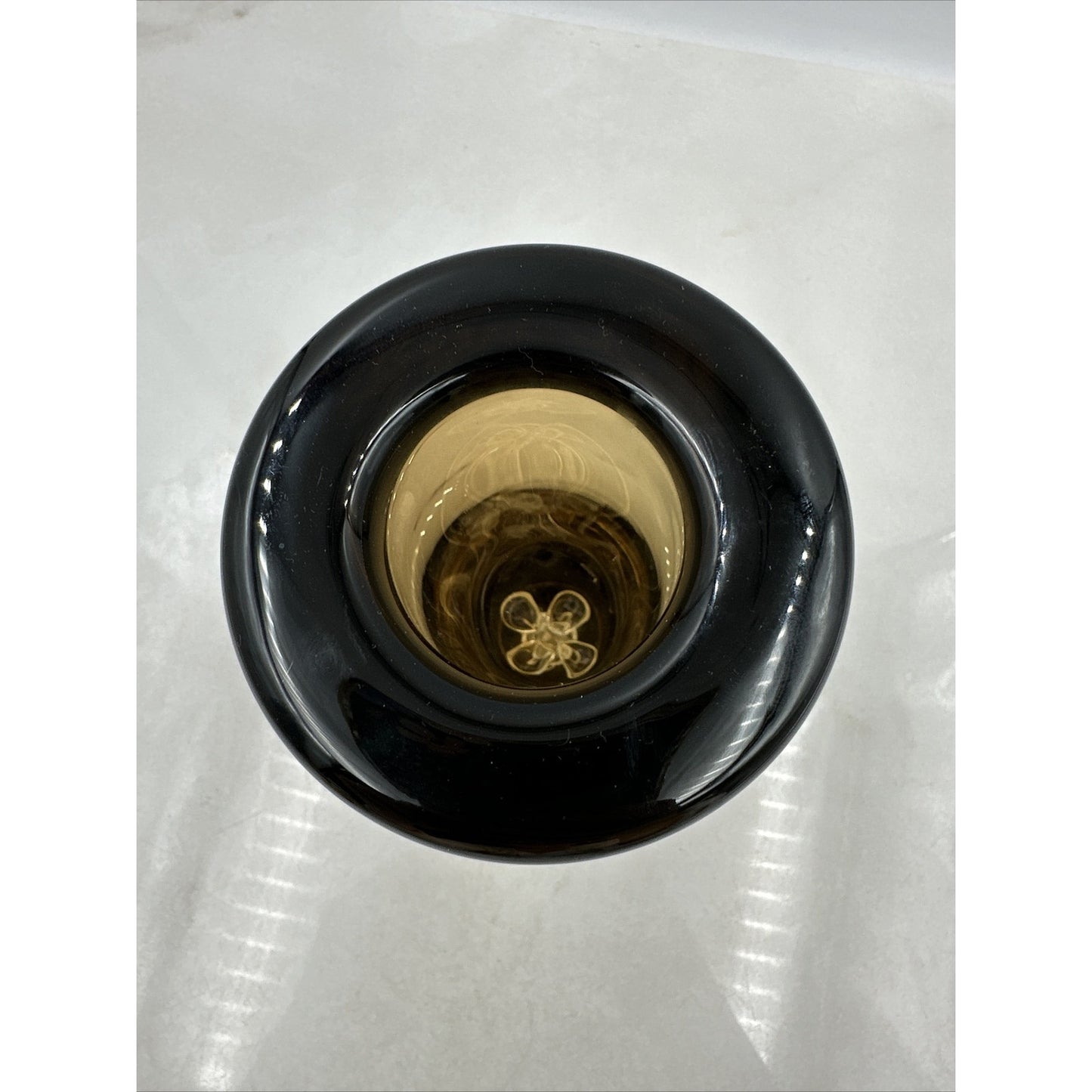 Jan Beranek Skrdlovice Amber Glass Vase MCM Hand-Blown Smoked Murine Detailing