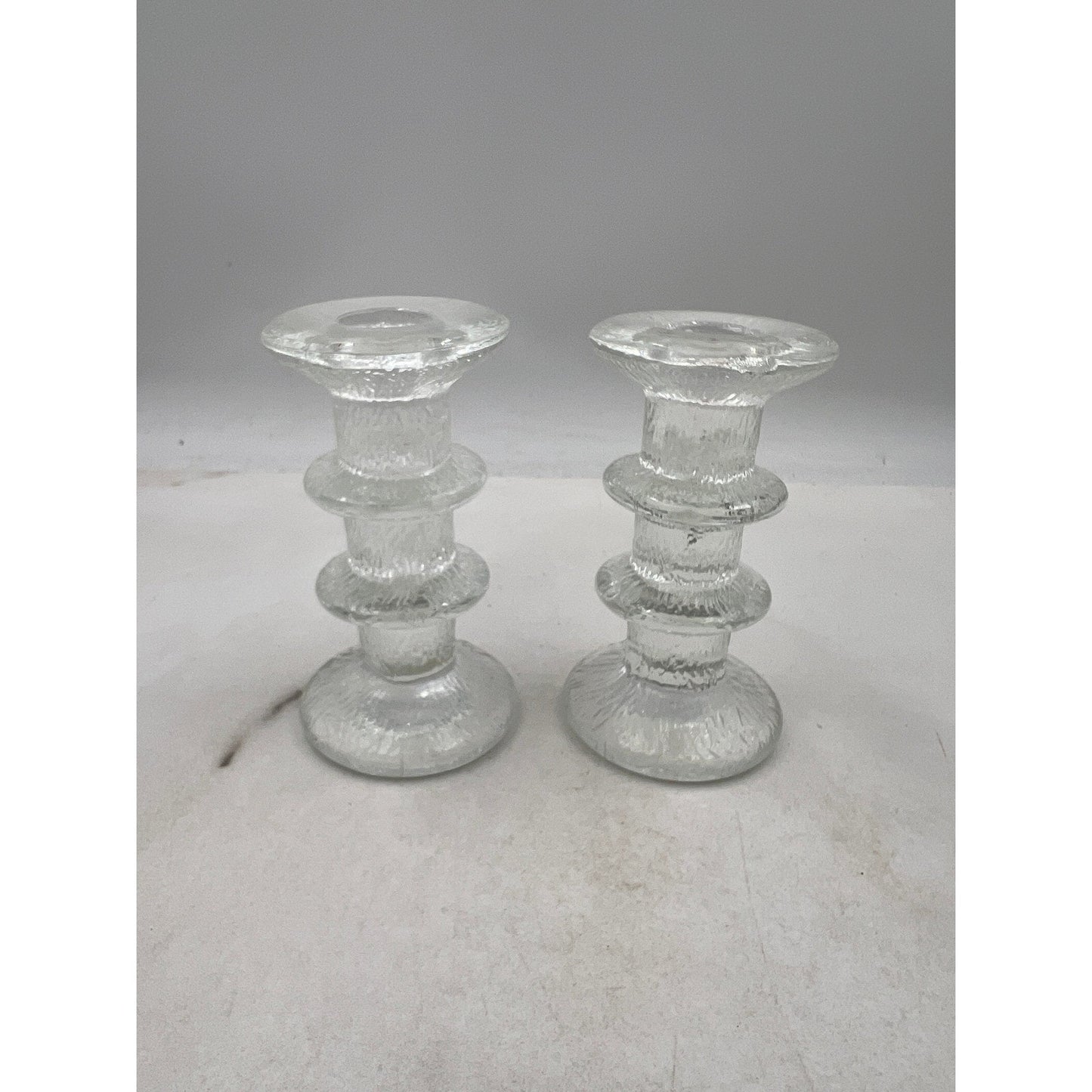 VTG Glass Candlesticks Pukeberg Staffan Gellerstadt Eisglass Candleholder