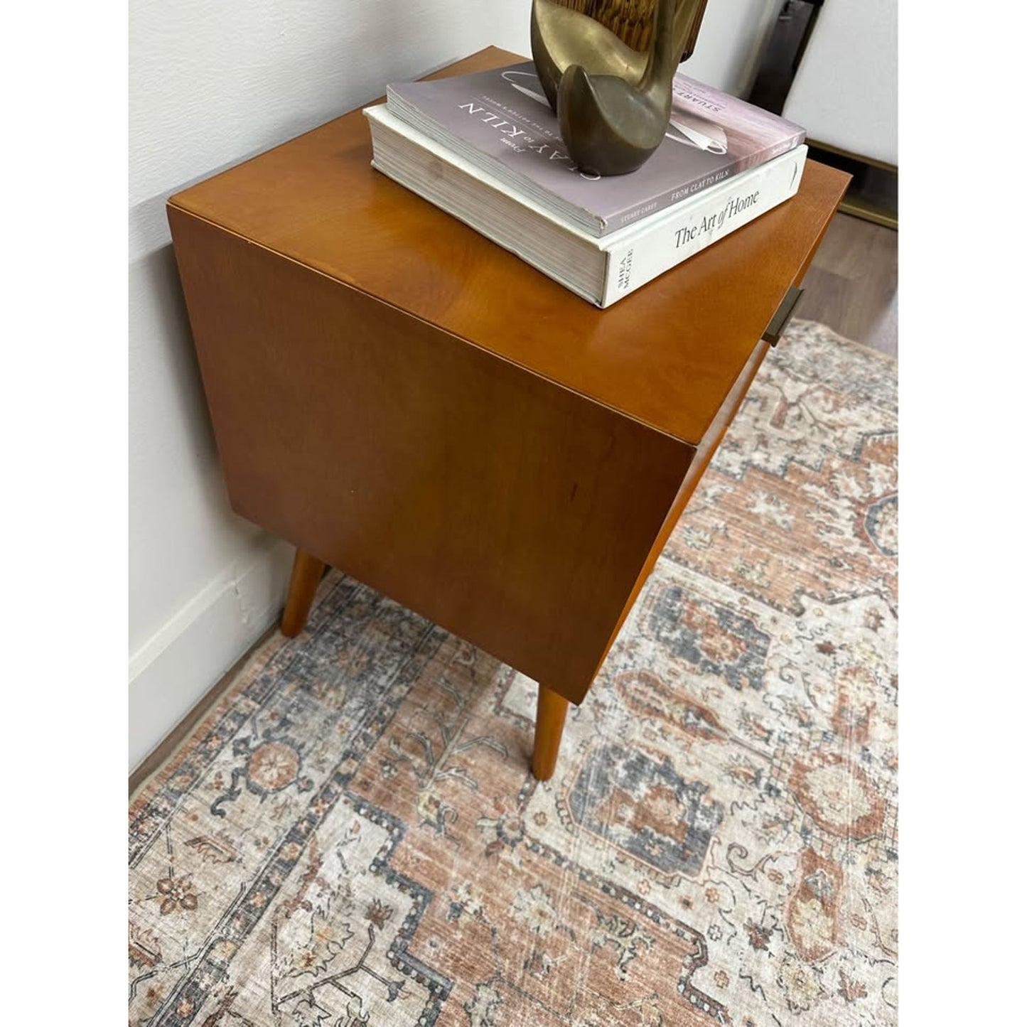 Anita 2 - Drawer WoodNightstand with Built-In Outlets-WALNUT