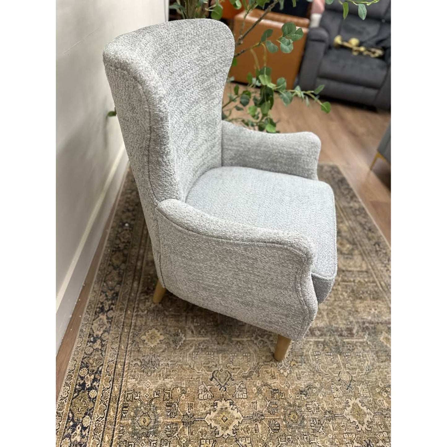 Donna Armchair-GREY Upholstered Wing Back Arm Chair