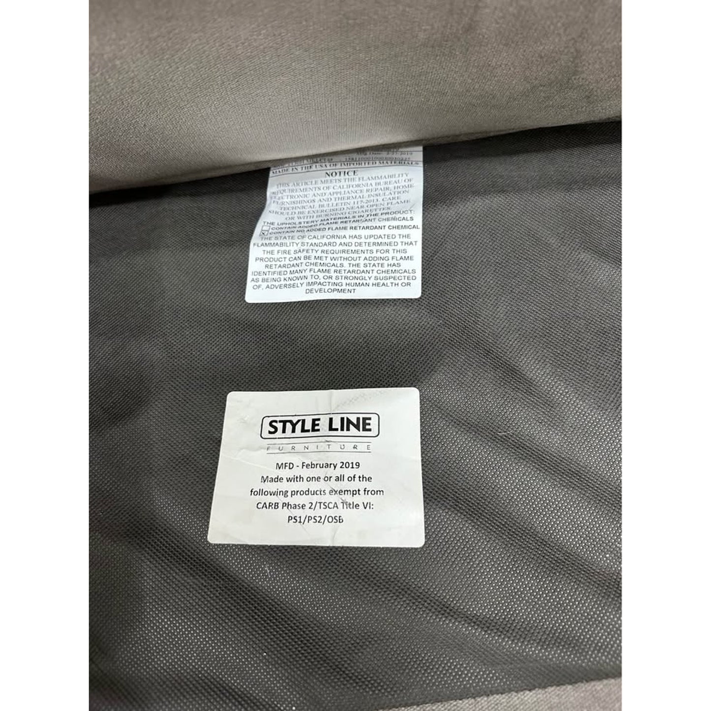 Style Line Gray Tufted Sofa Couch Three Seater Velvet