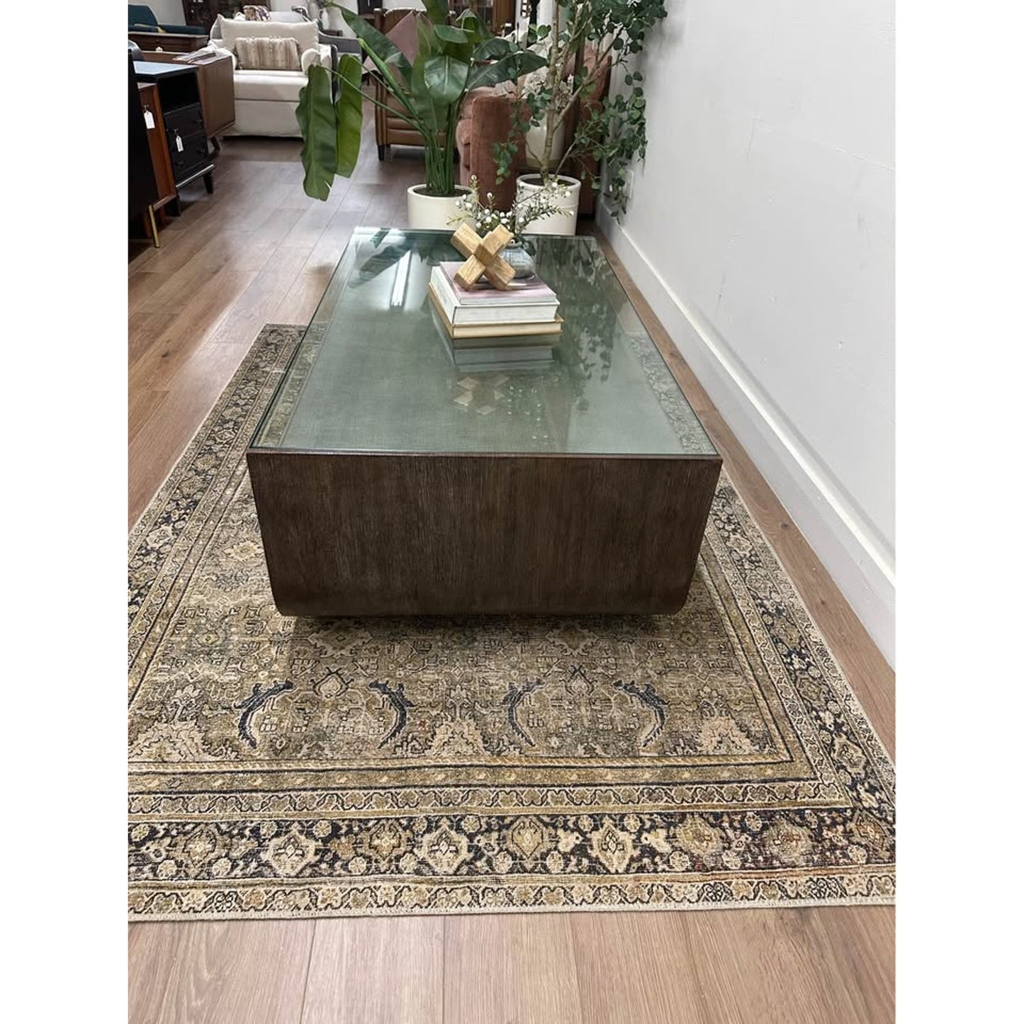 Modern Mood Rectangle Cocktail Coffee Table Hooker Furniture Smoky Brown Glass Top