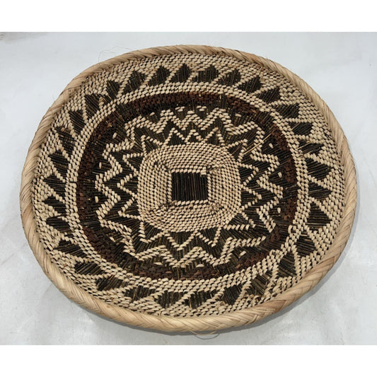 African Tonga Twig Vine Grass Woven Basket Woven Bowl 14"