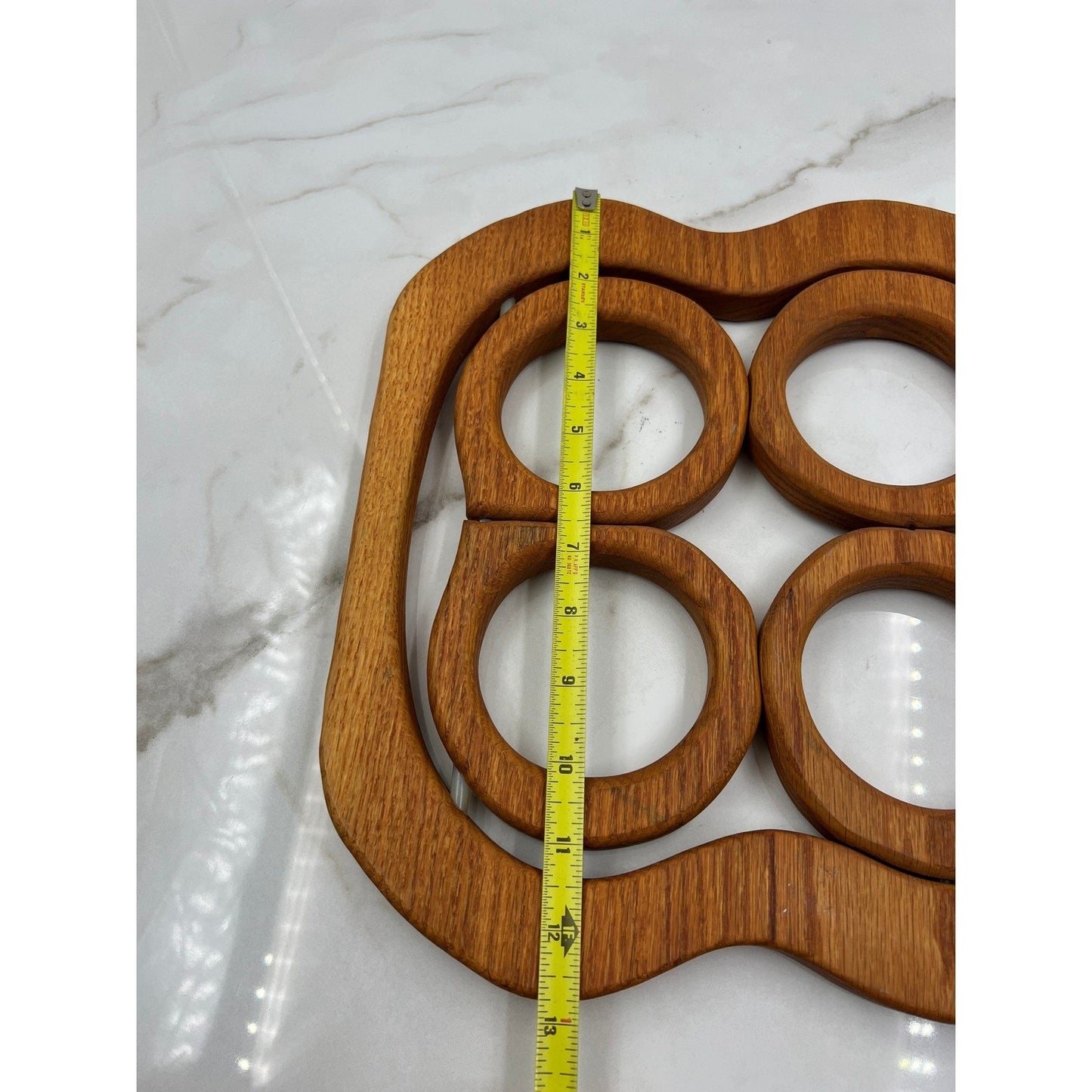 VTG Folding Wooden Trivet Expandable Four Ring Collapsible Wine Bottle Holder