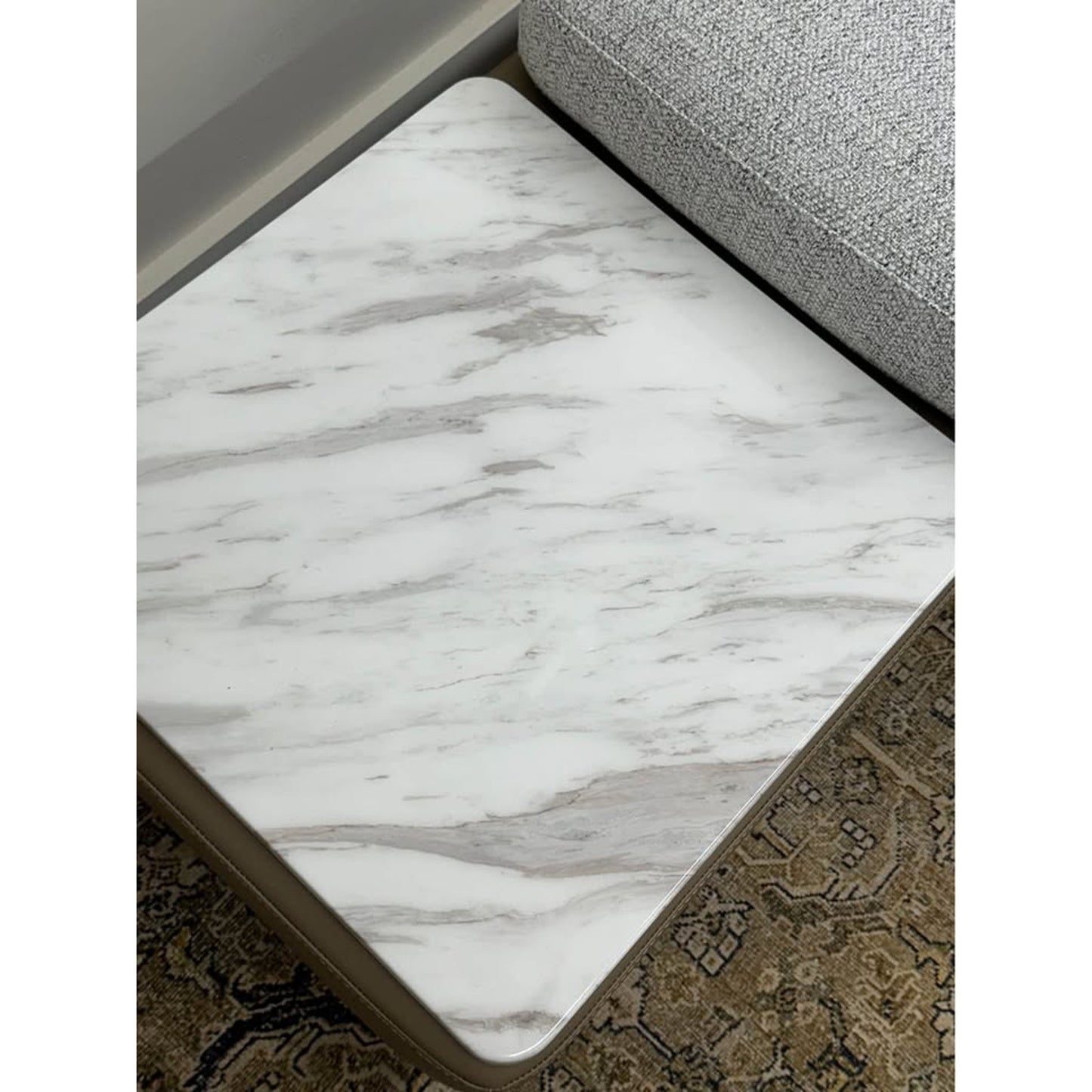 Mirycal Cotton Linen Upholstered Bench Marble Table Seat Hokku Designs