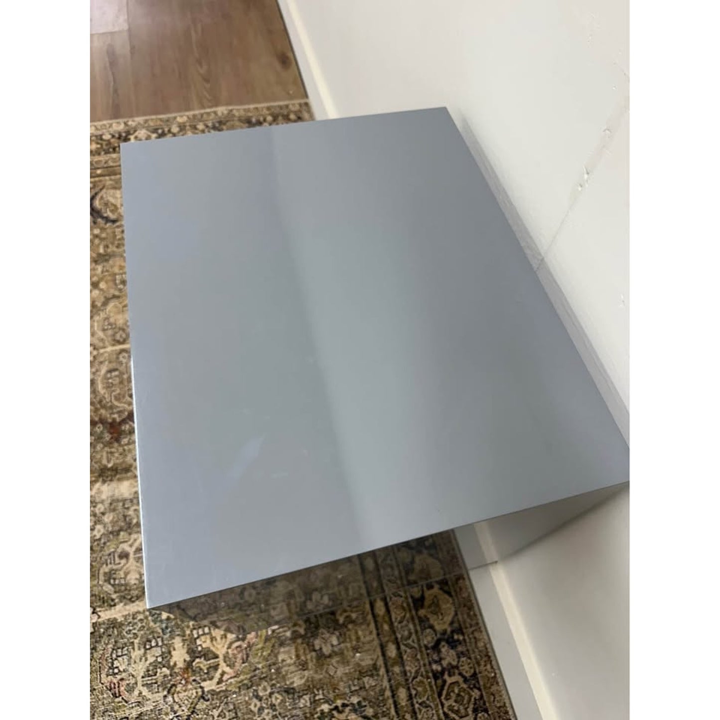 Ceandro 2 Drawer Nightstand-GREY High Gloss Laquer Gold Legs MCM Style - Has Flaw