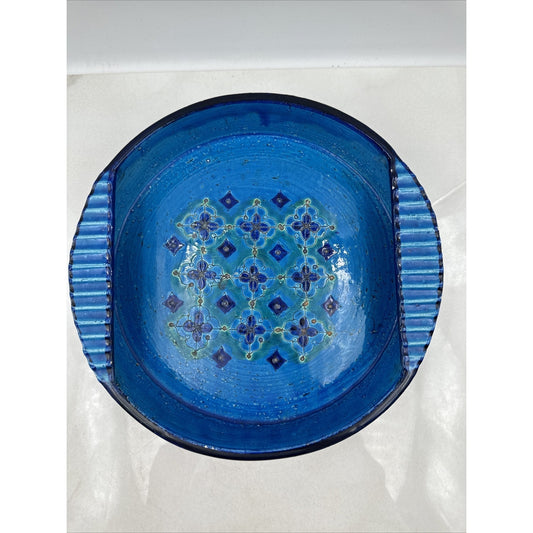 Aldo Londi Bitossi Rimini Blue Ashtray Tray Raymor Netter Round 11" Mid Century