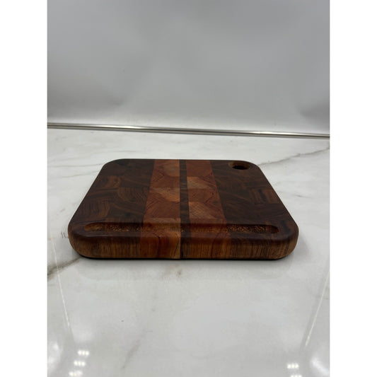 Heartwood Woodworks Cutting Board End Grain Walnut Cherry Butcher Block 9.5in