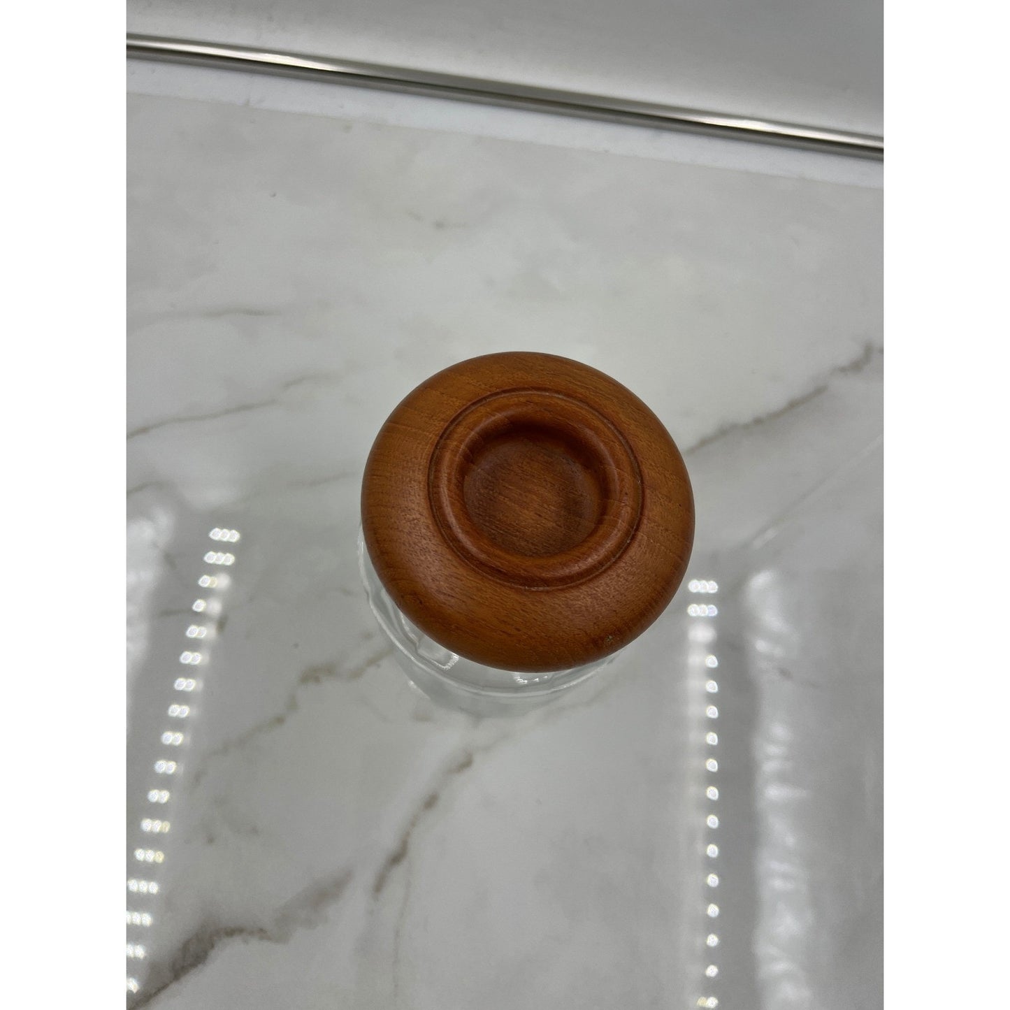 Dansk International Designs Glass Canister Octagonal Jar with Teak Wood Lid
