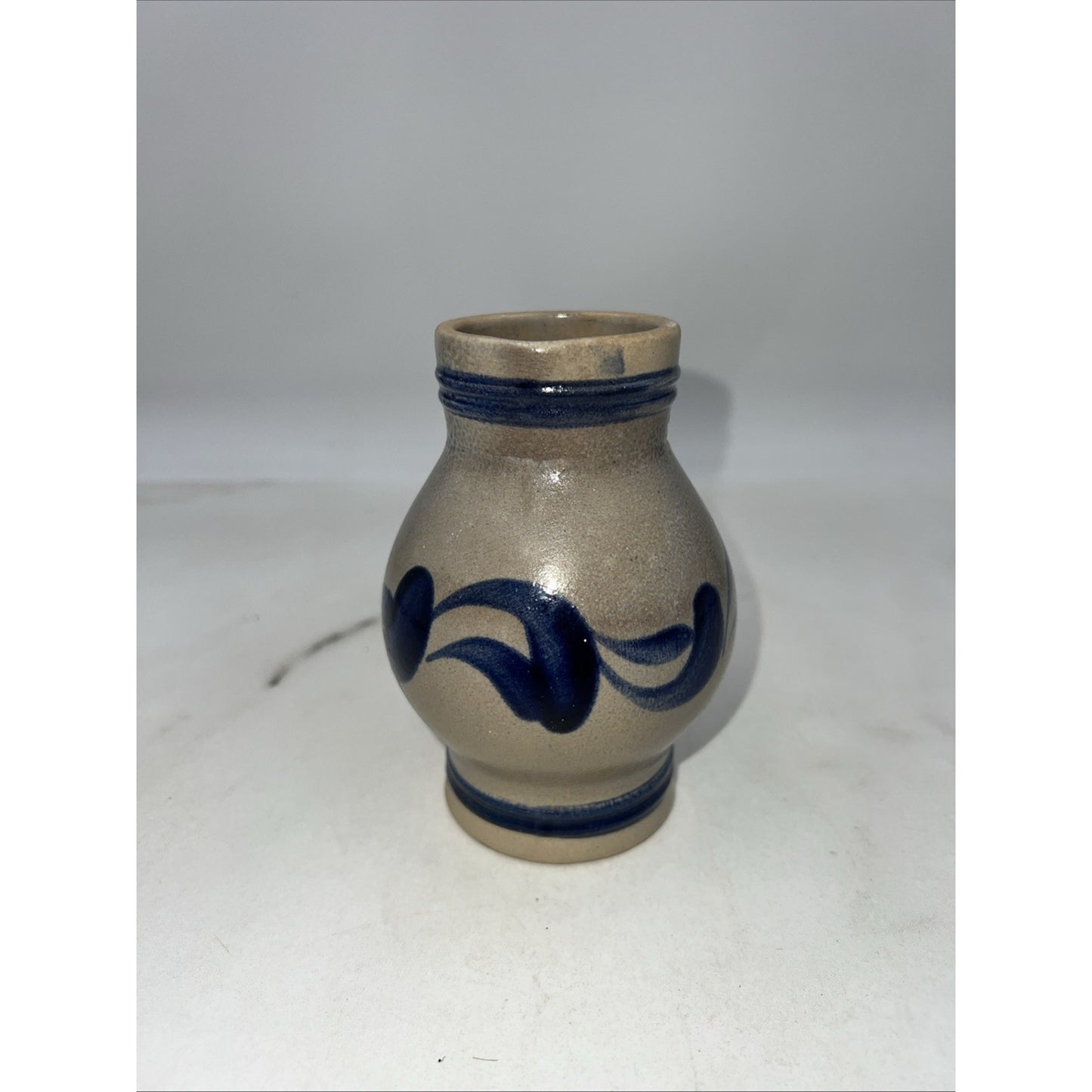 Vintage German Handmade Jug Creamer Handarbeit Blue Salt Glazed 0.25 L