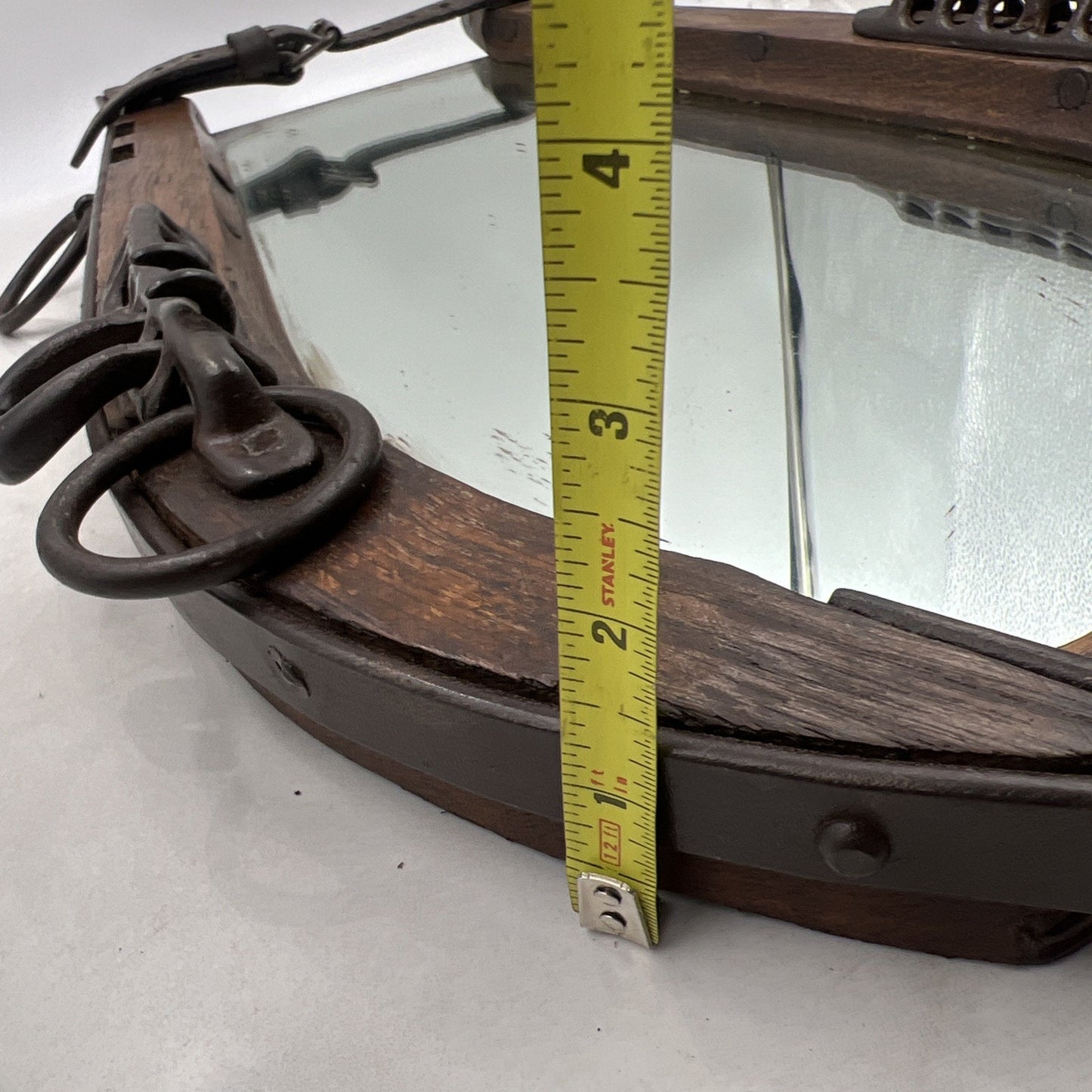 ANTIQUE EQUESTRIAN HORSE COLLAR WALL MIRROR Primitive