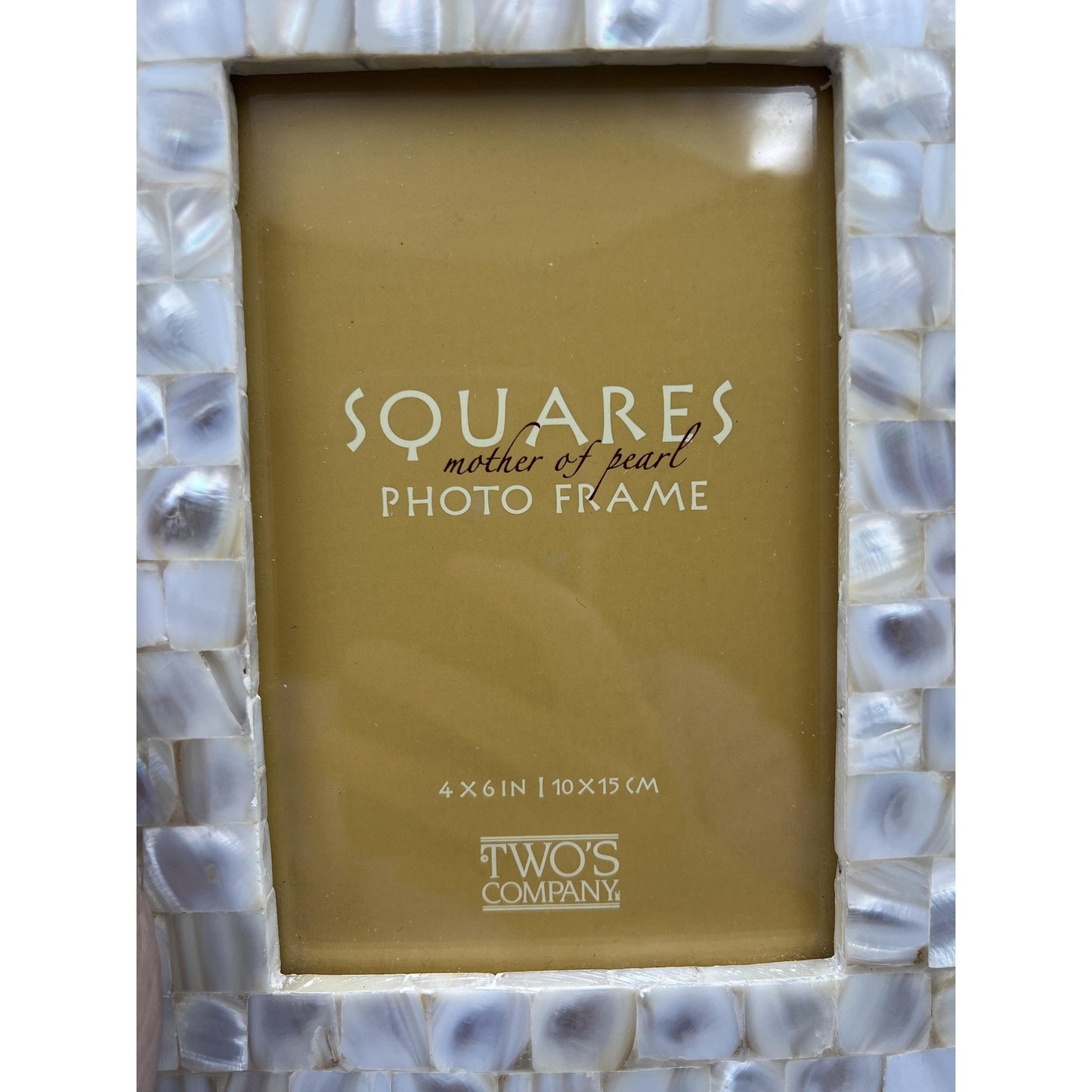 Two's Company Squares Mother of Pearl 4x6 Photo Frame Stand Tabletop