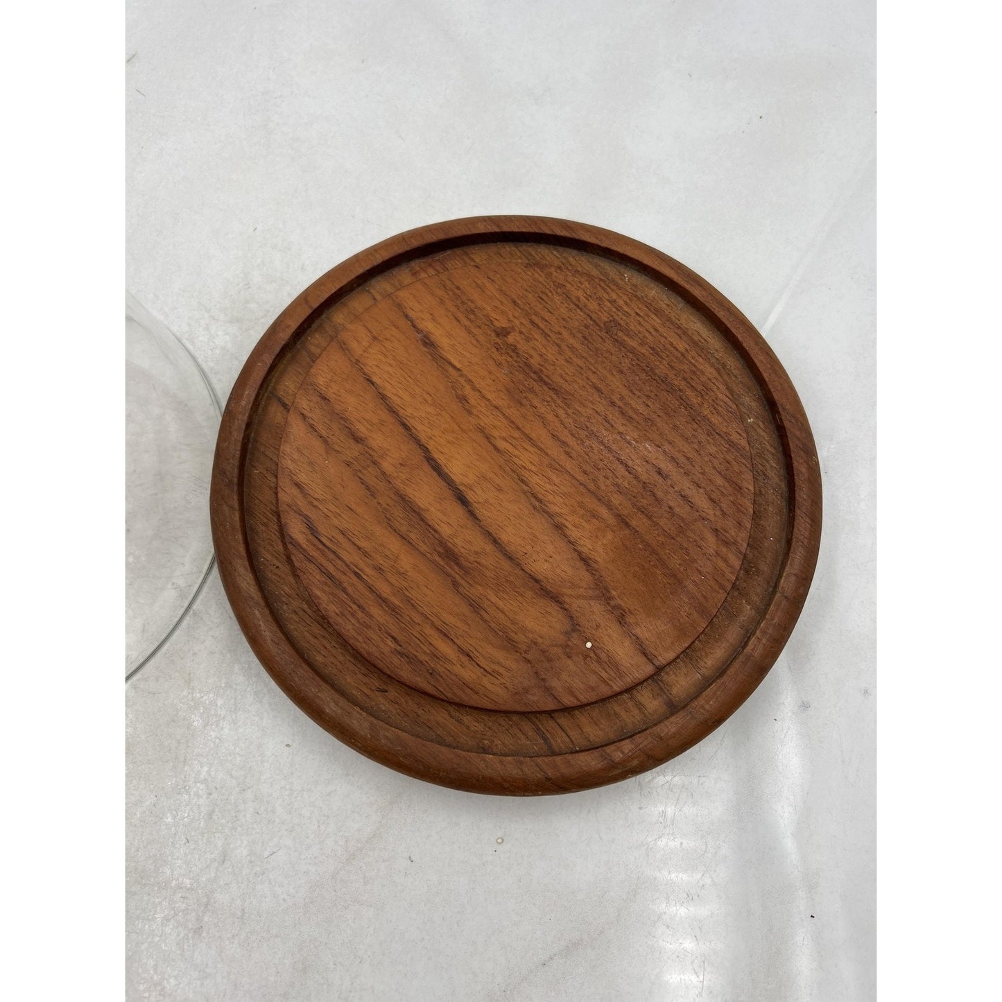 Vintage Dolphin Teakwood Cheese Board Glass Dome Cover Mid Century Modern 8 Inch