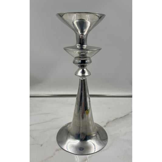 Lunares San Francisco Polished Aluminum Candlestick Holder MCM Sculptural 12in