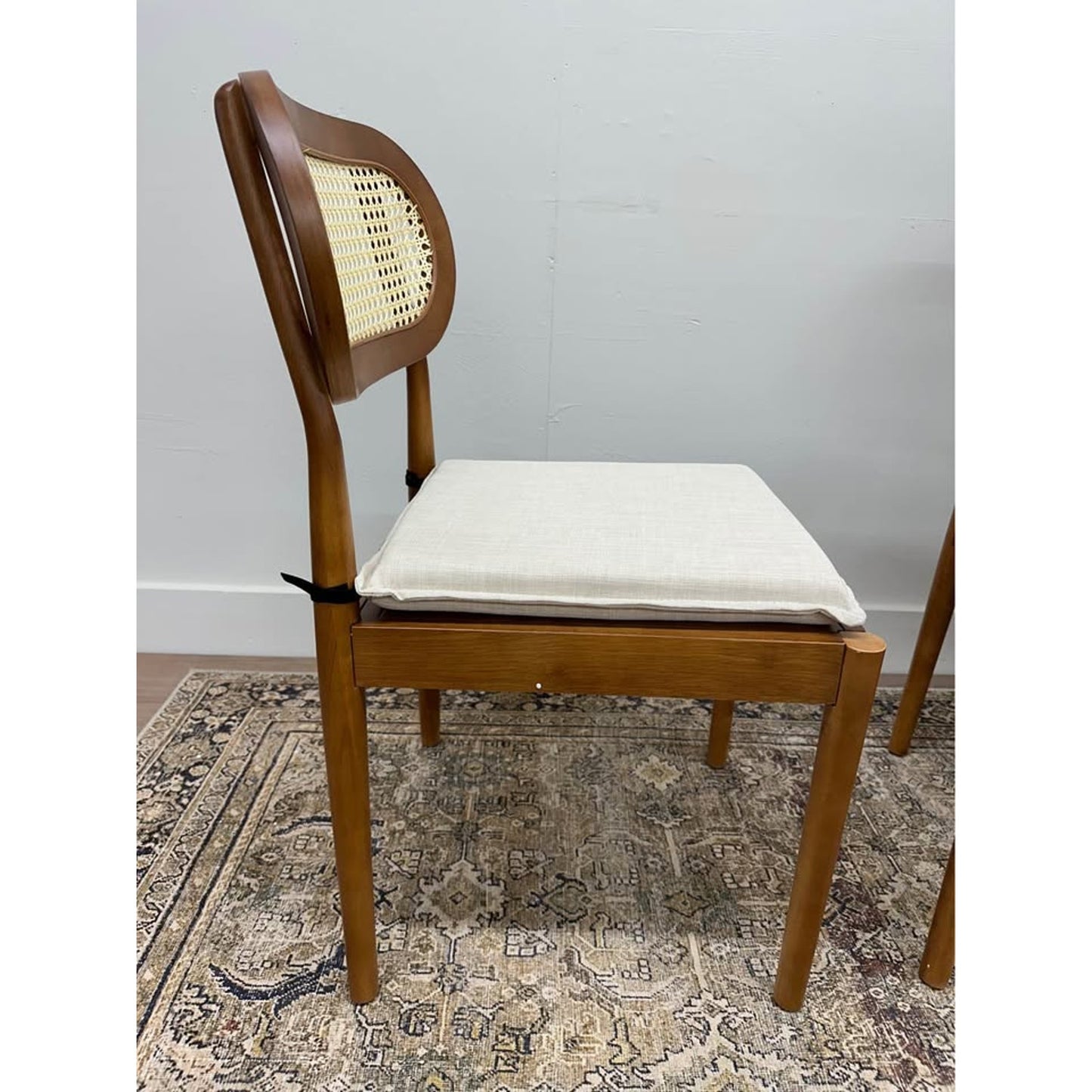 Konstantin Rattan Cane Back Dining Chairs Kitchen Chairs Set of 2 with Cushions -Brown New