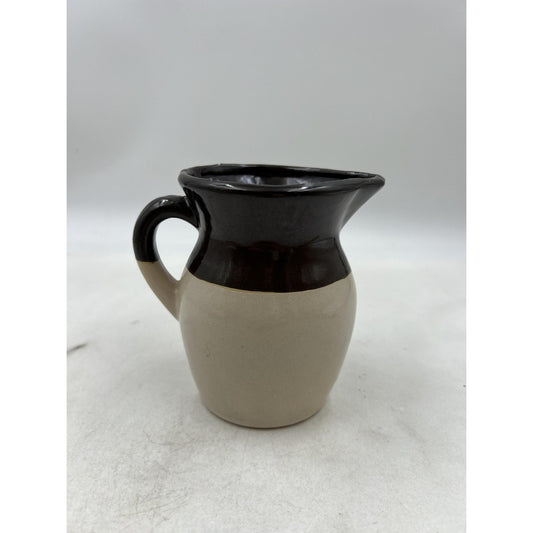 Vintage Stoneware Pottery Creamer Pitcher 4.75" Hand Thrown Rustic Glaze