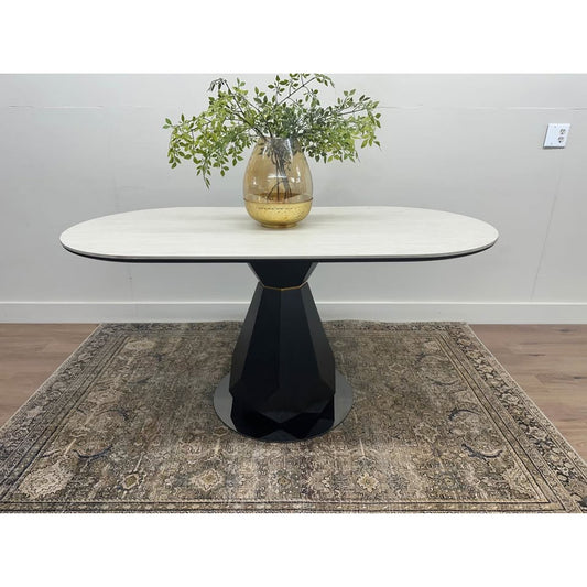 Cashion Oval Dining Table Ivory Black NEW!