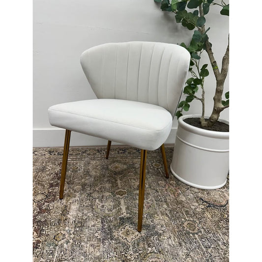 Milia Dining Chair IVORY Dining Kitchen Living Velvet Upholstered Gold Leg