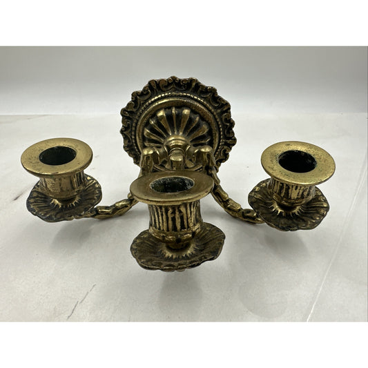 Vintage Leuchter Solid Brass 3 Candle Wall Sconce 7x4.5"Wall & Home DECOR