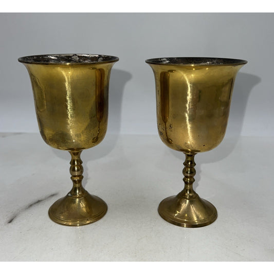 VT Brass Goblets Chalice Made in India Set of 2 5" Tall