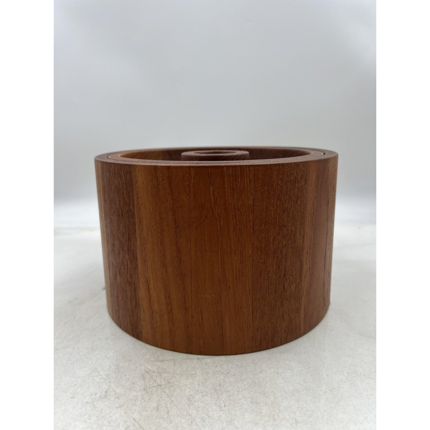 Dansk Teak Ice Bucket Mid Century Modern Barrel Lid Danish Denmark Wood Barware