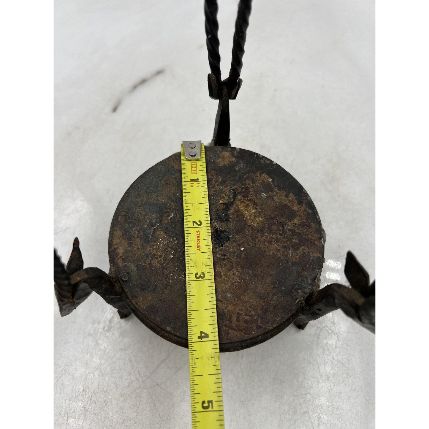 Hand Forged Wrought Iron Antelope Gazelle Heads Tripod Candle Holder Spike