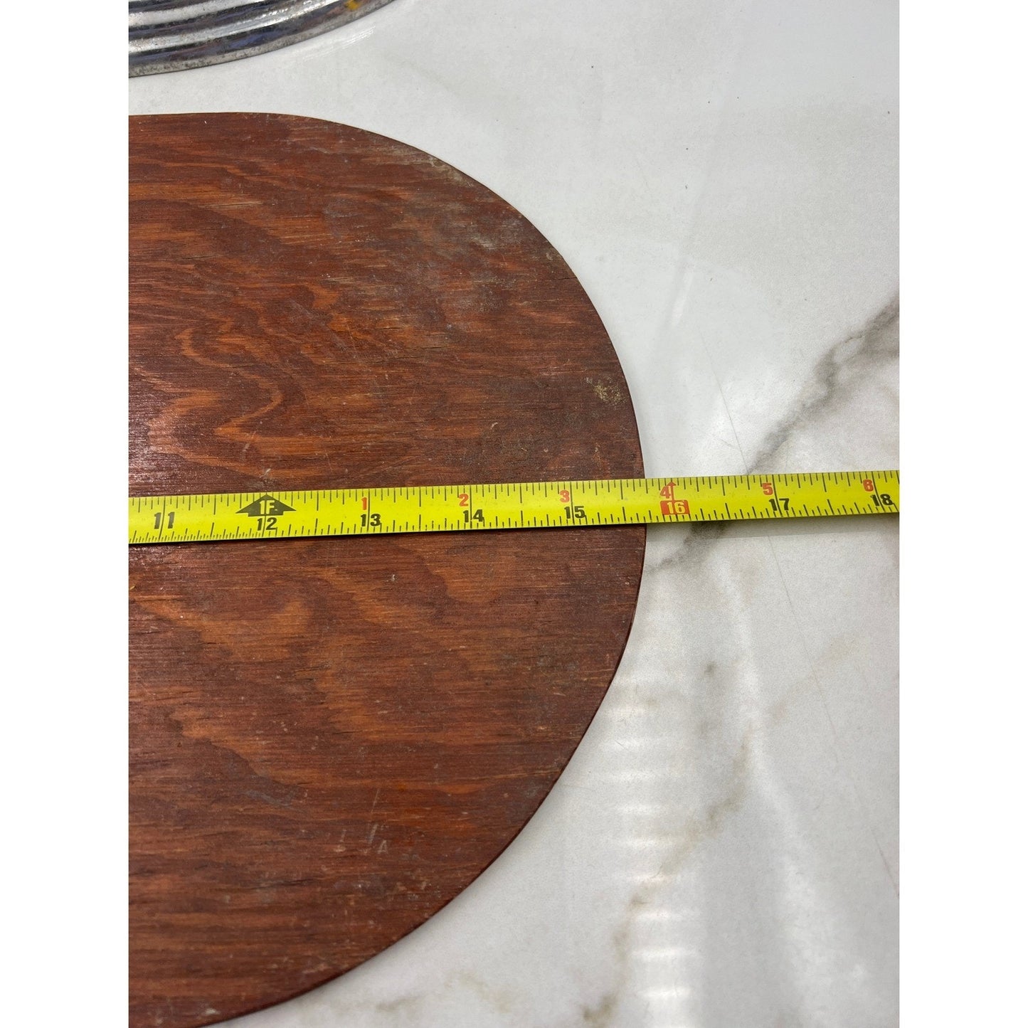 Vintage Wood Serving Tray Aluminum Handles Oval Platter Entertain