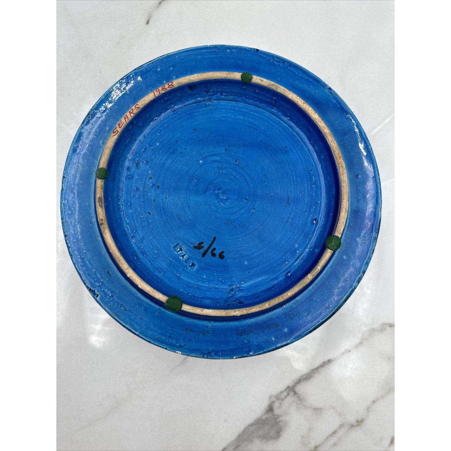 Aldo Londi Bitossi Rimini Blue Ashtray Tray Raymor Netter Round 11" Mid Century