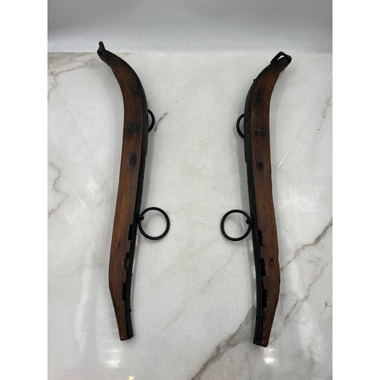 Antique Wooden Horse Yoke Harness Set Farm Decor Rustic Vintage Metal Accents
