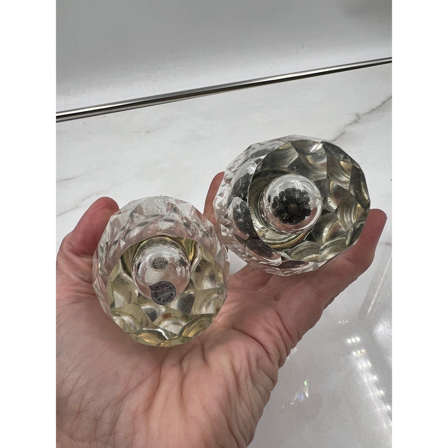VTG Post House Hand Cut Leaded Crystal Pepper Mill and Shaker Set