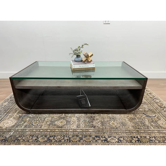 Modern Mood Rectangle Cocktail Coffee Table Hooker Furniture Smoky Brown Glass Top