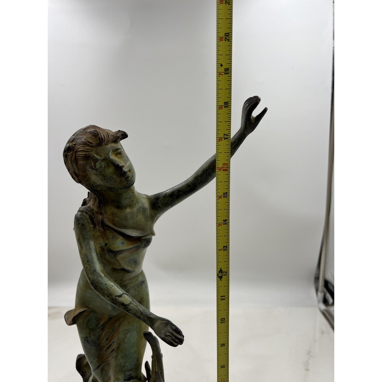 Vintage Art Nouveau Bronze Lady Statue India 18" Tall Elegant Female Figure