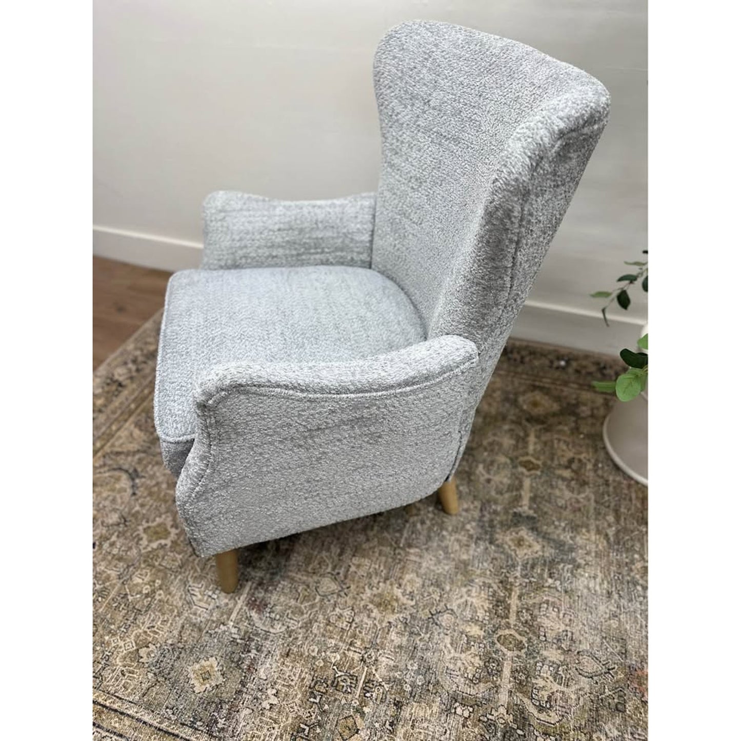 Donna Armchair-GREY Upholstered Wing Back Arm Chair