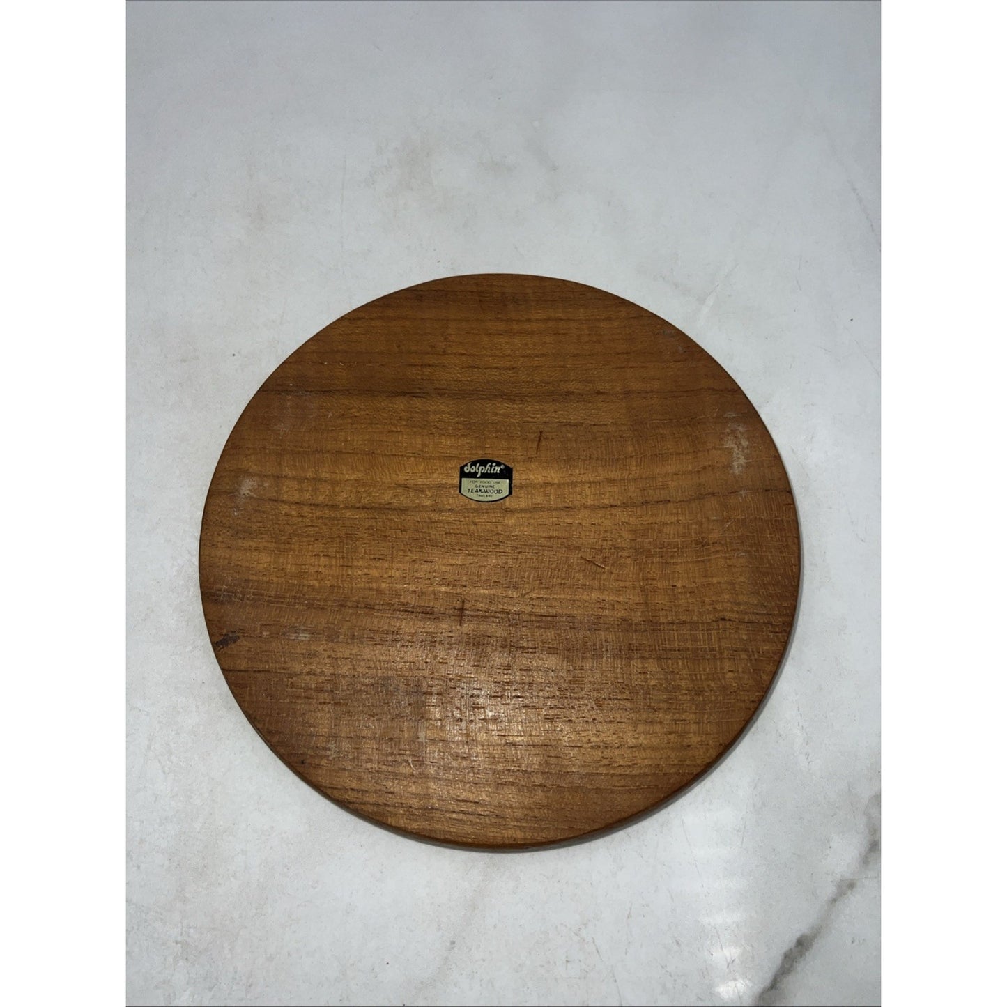 VTG Dolphin Teakwood Cheese Tray Dome Cloche Covered Glass Serving Dish