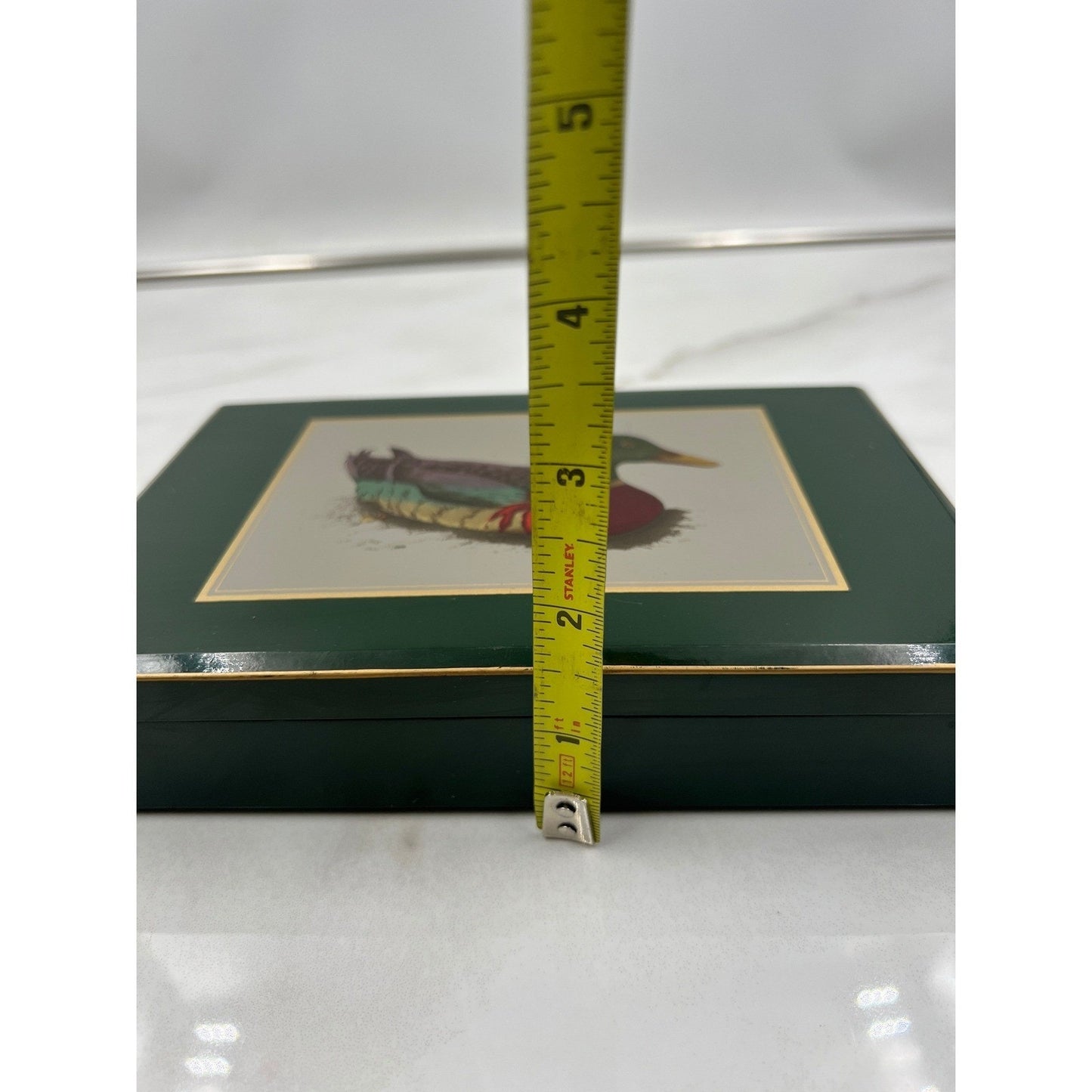 VTG Otagiri Japan Lacquerware Trinket Box Mallard Duck Gibson Greetings Green