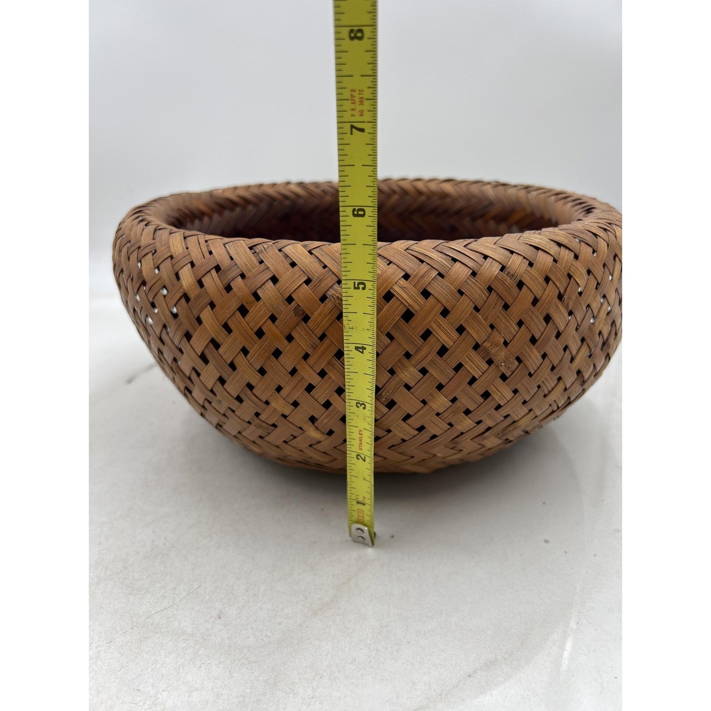Handwoven Rattan Bamboo Wicker Basket Bowl Set Pair Nesting Boho Decor Round