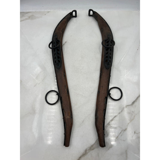 Antique Wooden Horse Yoke Harness Set Farm Decor Rustic Vintage Metal Accents